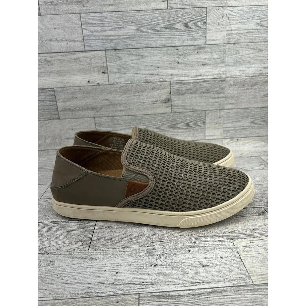 Olukai Pehuea Mesh Slip On Sneakers Olive Green Womens Size 6.5‎